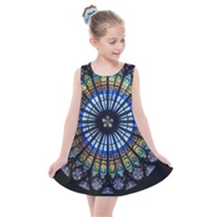 Stained Glass Rose Window In France s Strasbourg Cathedral Kids  Summer Dress by Ket1n9