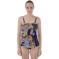 Graffiti Mural Street Art Painting Twist Front Tankini Set by Ket1n9