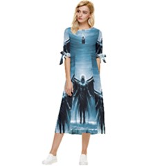 Rising Angel Fantasy Bow Sleeve Chiffon Midi Dress by Ket1n9