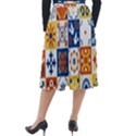 Mexican Talavera Pattern Ceramic Tiles With Flower Leaves Bird Ornaments Traditional Majolica Style Classic Velour Midi Skirt  View2