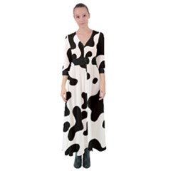 Cow Pattern Button Up Maxi Dress by Ket1n9