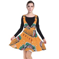 Seamless Pattern With Taco Plunge Pinafore Dress by Ket1n9