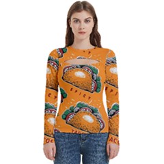 Seamless Pattern With Taco Women s Cut Out Long Sleeve T-shirt by Ket1n9