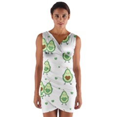 Cute Seamless Pattern With Avocado Lovers Wrap Front Bodycon Dress by Ket1n9