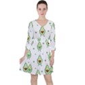 Cute Seamless Pattern With Avocado Lovers Quarter Sleeve Ruffle Waist Dress View1