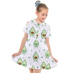 Cute Seamless Pattern With Avocado Lovers Kids  Short Sleeve Shirt Dress by Ket1n9