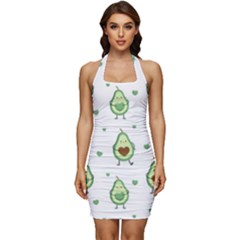 Cute Seamless Pattern With Avocado Lovers Sleeveless Wide Square Neckline Ruched Bodycon Dress by Ket1n9