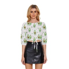 Cute Seamless Pattern With Avocado Lovers Mid Sleeve Drawstring Hem Top by Ket1n9