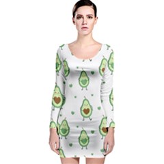 Cute Seamless Pattern With Avocado Lovers Long Sleeve Bodycon Dress by Ket1n9