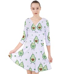 Cute Seamless Pattern With Avocado Lovers Quarter Sleeve Front Wrap Dress by Ket1n9