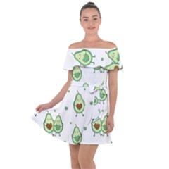 Cute Seamless Pattern With Avocado Lovers Off Shoulder Velour Dress by Ket1n9