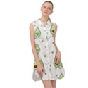 Cute Seamless Pattern With Avocado Lovers Sleeveless Shirt Dress View1