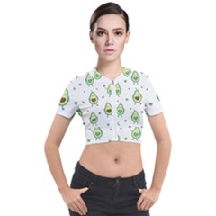 Cute Seamless Pattern With Avocado Lovers Short Sleeve Cropped Jacket by Ket1n9