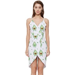 Cute Seamless Pattern With Avocado Lovers Wrap Frill Dress by Ket1n9