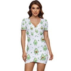 Cute Seamless Pattern With Avocado Lovers Low Cut Cap Sleeve Mini Dress by Ket1n9