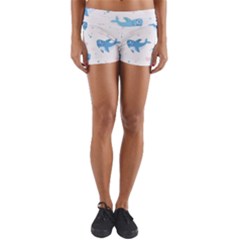 Seamless Pattern With Cute Sharks Hearts Yoga Shorts by Ket1n9