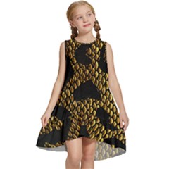 Metallic Snake Skin Pattern Kids  Frill Swing Dress by Ket1n9