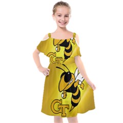 Georgia Institute Of Technology Ga Tech Kids  Cut Out Shoulders Chiffon Dress by Ket1n9