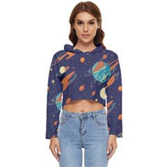 Space Galaxy Planet Universe Stars Night Fantasy Women s Lightweight Cropped Hoodie by Ket1n9