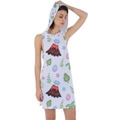 Cute Palm Volcano Seamless Pattern Racer Back Hoodie Dress by Ket1n9