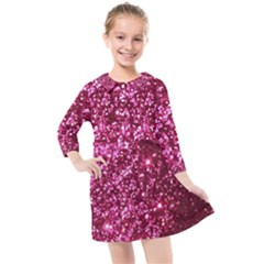 Pink Glitter Kids  Quarter Sleeve Shirt Dress by Hannah976