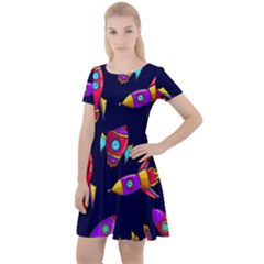 Space Patterns Cap Sleeve Velour Dress  by Hannah976