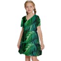 Tropical Green Leaves Background Kids  Short Sleeve Tiered Mini Dress View2