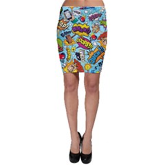 Comic Elements Colorful Seamless Pattern Bodycon Skirt by Hannah976