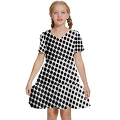 Background-wallpaper-texture-lines Dot Dots Black White Kids  Short Sleeve Tiered Mini Dress by Hannah976