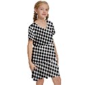 Background-wallpaper-texture-lines Dot Dots Black White Kids  Short Sleeve Tiered Mini Dress View3