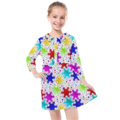 Snowflake Pattern Repeated Kids  Quarter Sleeve Shirt Dress by Hannah976