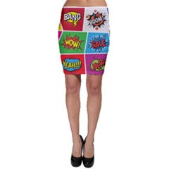 Pop Art Comic Vector Speech Cartoon Bubbles Popart Style With Humor Text Boom Bang Bubbling Expressi Bodycon Skirt by Hannah976