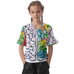 Brain Mind Psychology Idea Drawing Kids  V-neck Horn Sleeve Blouse by Ndabl3x