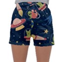 Seamless Pattern With Funny Alien Cat Galaxy Sleepwear Shorts View1