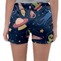 Seamless Pattern With Funny Alien Cat Galaxy Sleepwear Shorts View2