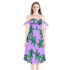 Grateful Dead Bears Shoulder Tie Bardot Midi Dress by Cendanart