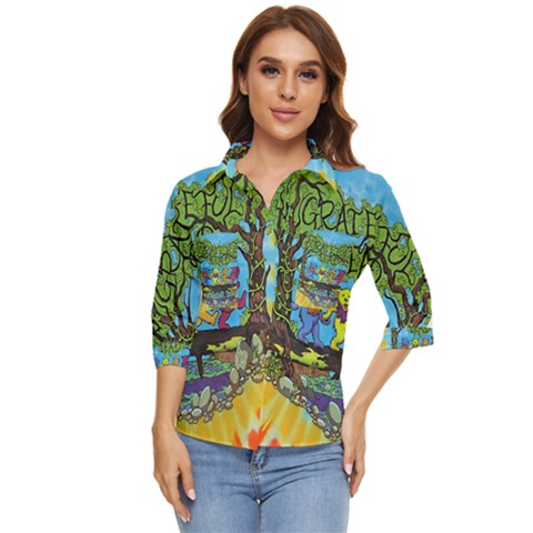 Dancing Bears Grateful Dead Women s Quarter Sleeve Pocket Shirt by Cendanart