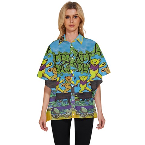 Dancing Bears Grateful Dead Women s Batwing Button Up Shirt by Cendanart