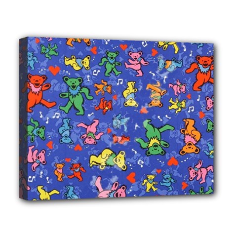 Grateful Dead Bears Pattern Deluxe Canvas 20  X 16  (stretched) by Cendanart