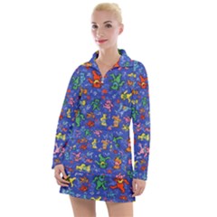 Grateful Dead Bears Pattern Women s Long Sleeve Casual Dress by Cendanart