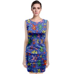 Grateful Dead Bears Pattern Sleeveless Velvet Midi Dress by Cendanart