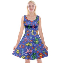 Grateful Dead Bears Pattern Reversible Velvet Sleeveless Dress by Cendanart