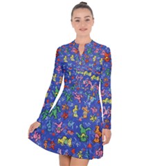 Grateful Dead Bears Pattern Long Sleeve Panel Dress by Cendanart