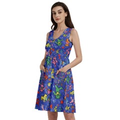 Grateful Dead Bears Pattern Sleeveless Dress With Pocket by Cendanart