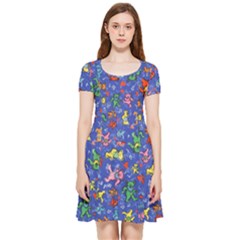 Grateful Dead Bears Pattern Inside Out Cap Sleeve Dress by Cendanart