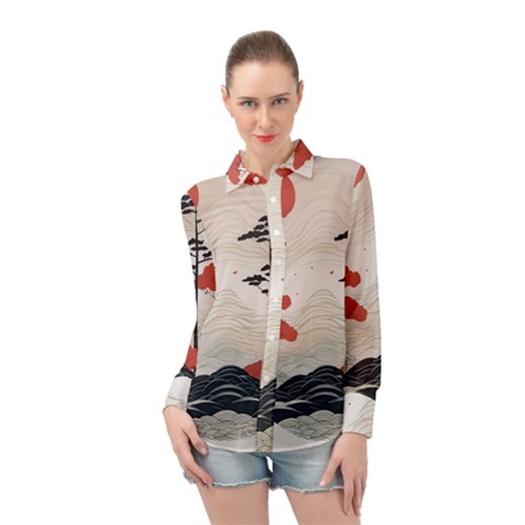 Japanese Nature Spring Garden Long Sleeve Chiffon Shirt by Ndabl3x