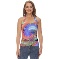 Swirl Vortex Emoji Cyclone Motion Basic Halter Top by Paksenen