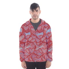 Love Hearts Valentine Red Symbol Men s Hooded Windbreaker by Paksenen