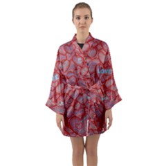 Love Hearts Valentine Red Symbol Long Sleeve Satin Kimono by Paksenen