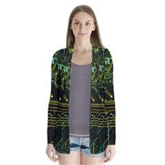 Circuits Circuit Board Yelow Drape Collar Cardigan by Ndabl3x